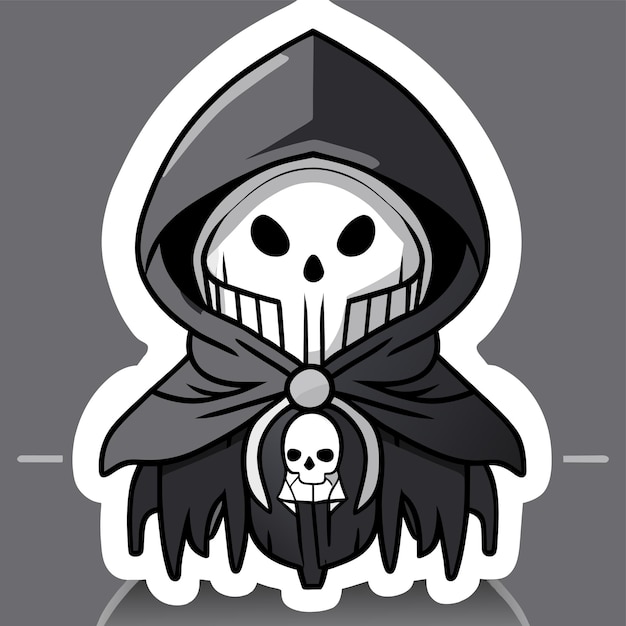 Vector death halloween stoner skull hand drawn cartoon sticker icon concept isolated illustration