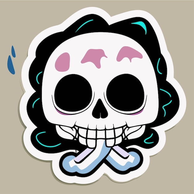 Death halloween stoner skull hand drawn cartoon sticker icon concept isolated illustration