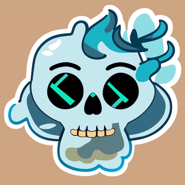 Vector death halloween stoner skull hand drawn cartoon sticker icon concept isolated illustration