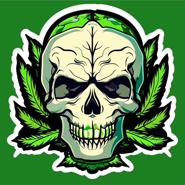 Death halloween stoner skull hand drawn cartoon sticker icon concept isolated illustration