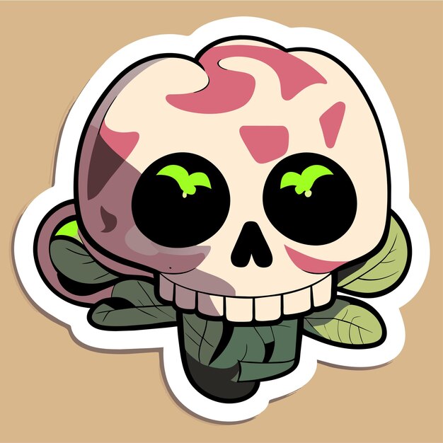 Death halloween stoner skull hand drawn cartoon sticker icon concept isolated illustration