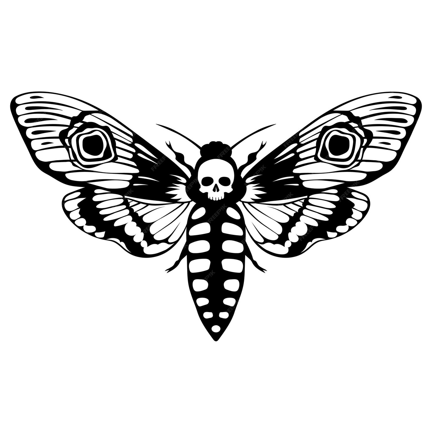 Premium Vector | Death's head hawk moth acherontia atropos butterfly ...