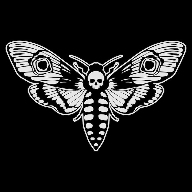 Death's head hawk moth Acherontia atropos butterfly design hand drawn vector illustration