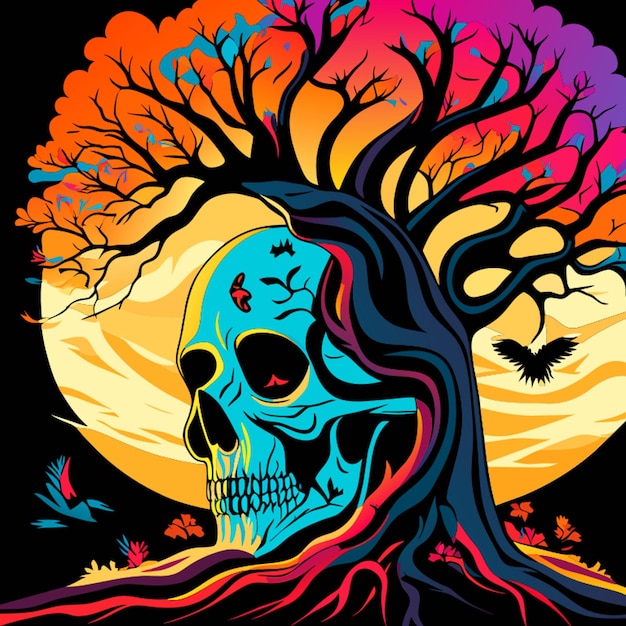 Vector death tree human vector illustration