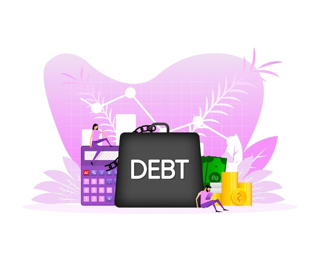 Vector debt illustration people vector stock illustration business concept