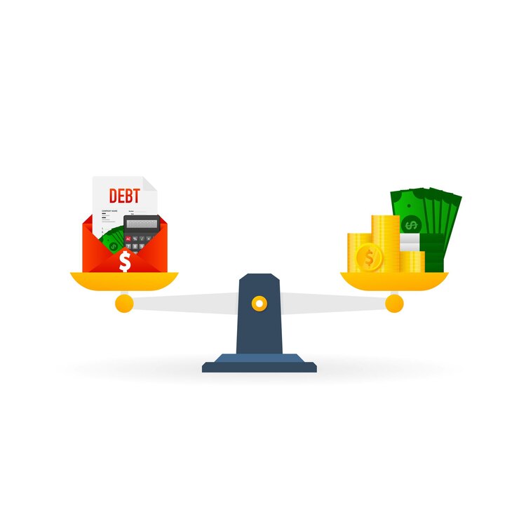 Vector debt vs money business concept business vector icon vector illustration