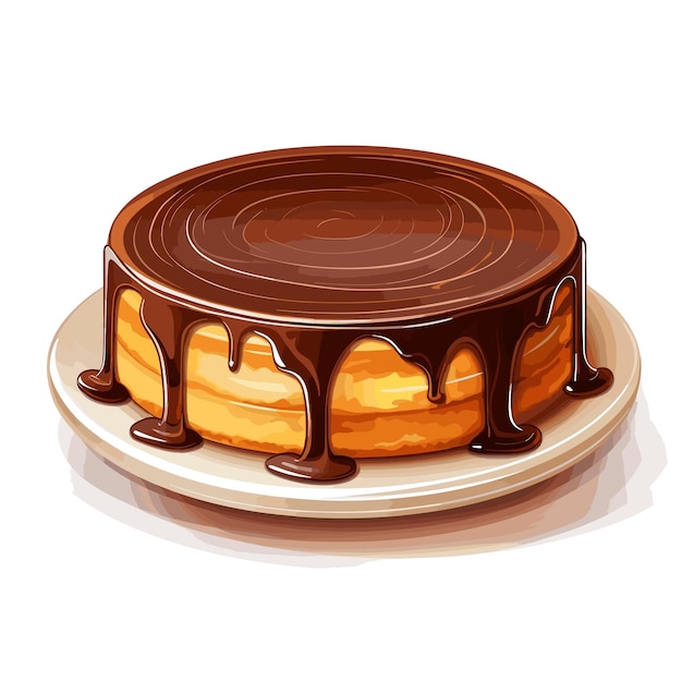 Vector decadente chocolade geglazuurde flan cake vector illustratie