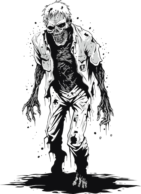 Impressione vettoriale decaduta zombie zombie menace stance full body vector design