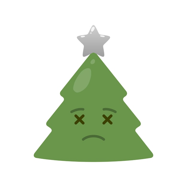 Deceased christmas tree isolated emoticon