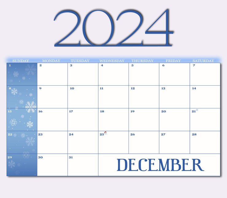 Vector 2024년 12월 달력 템플릿