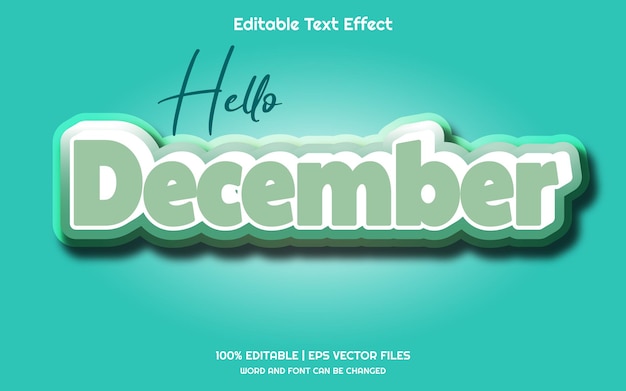 December 3D editable text effect