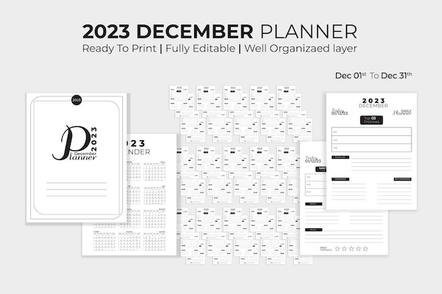 Vector december daily planner 2023