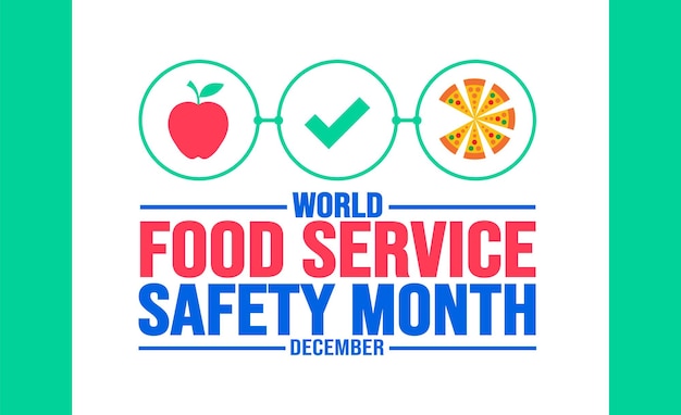 Декабрь - фоновый шаблон Всемирного месяца безопасности общественного питания. Концепция праздника