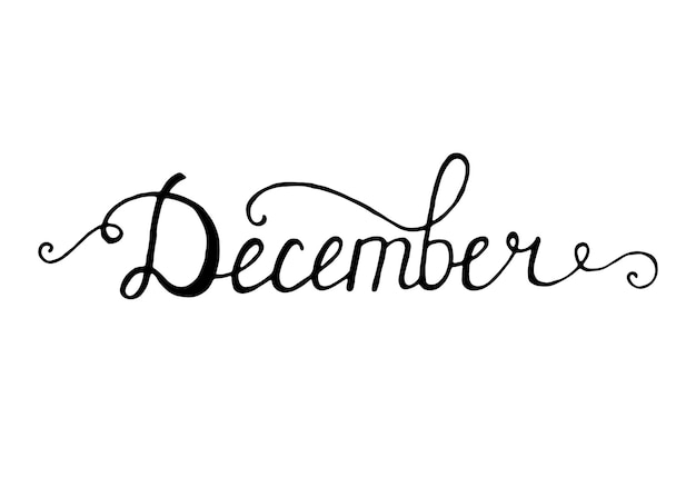 December typografisch ontwerp zwarte hand belettering tekst geïsoleerd op een witte achtergrond voor housewarming posters wenskaarten home decoraties zakelijke presentatie