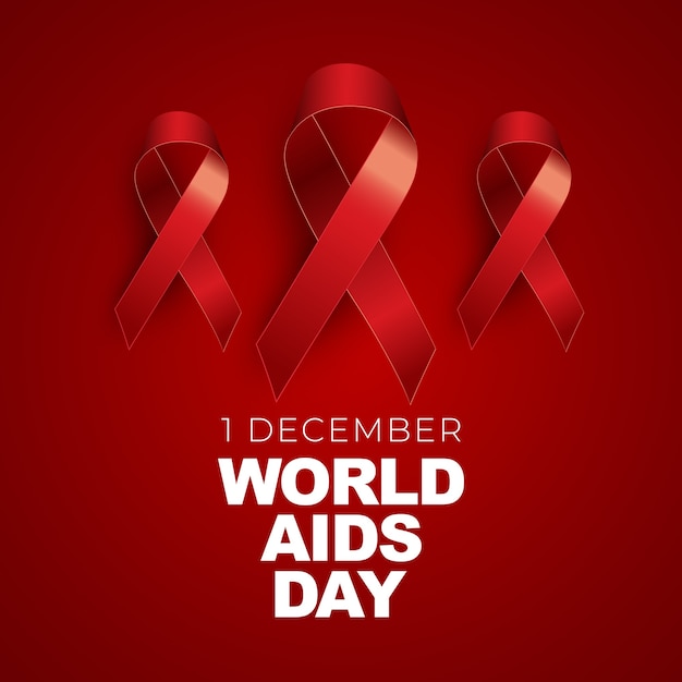 December Wereld Aidsdag Concept met rood lint teken.