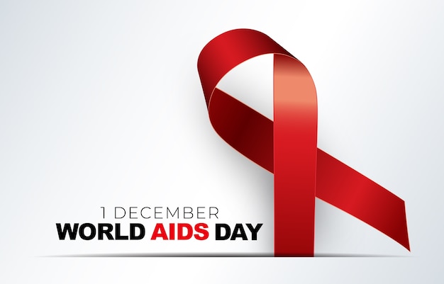 December World Aids Day Concept with Red Ribbon Sign