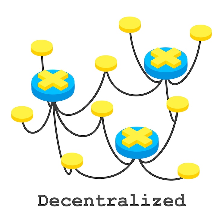Vector decentralized icon isometric illustration of decentralized vector icon for web