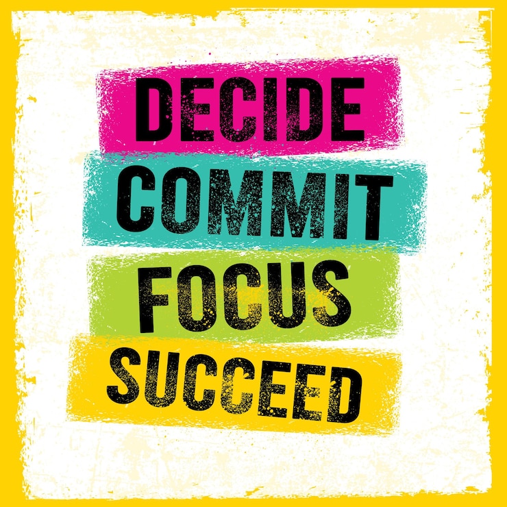 Vector decide commit focus succeed 터 타이포그래피 배너 디자인 컨셉 on grunge