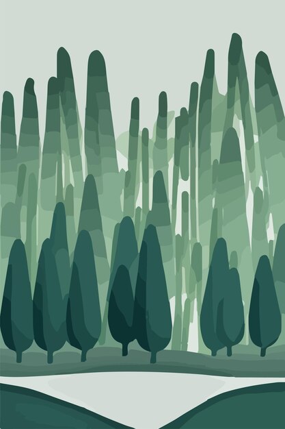 Vector deciduous forest with silhouettes of leaves and trees nature background vertical vector