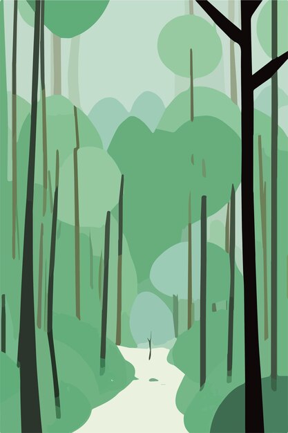 Vettore foresta decidua con sagome di foglie e alberi natura sfondo vettore verticale