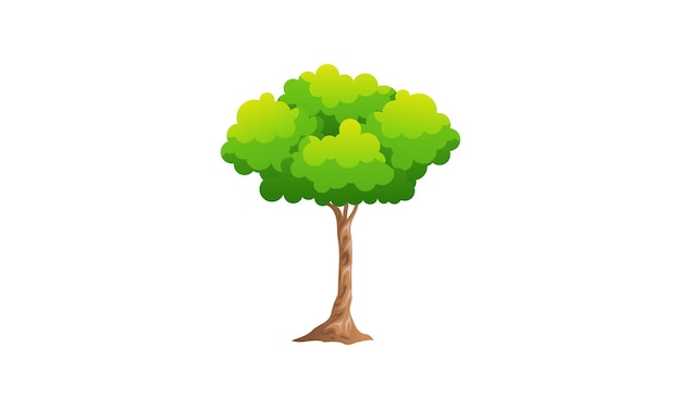 Лиственное зеленое дерево с обнаженными корнями изолированных векторных иллюстраций
