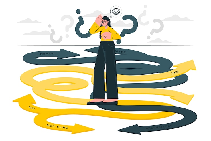Vector decision fatigue concept illustration