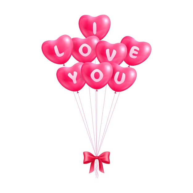 Declaration i love you hearts balloons isolated