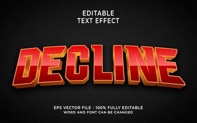 Decline 3d future text effect editable text style