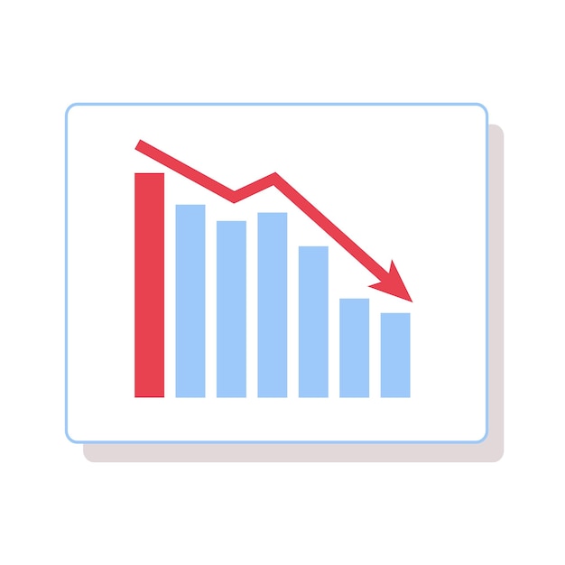 Decline chart with red arrow on white background