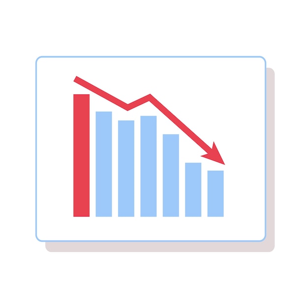 Диаграмма снижения с красной стрелкой на белом фоне