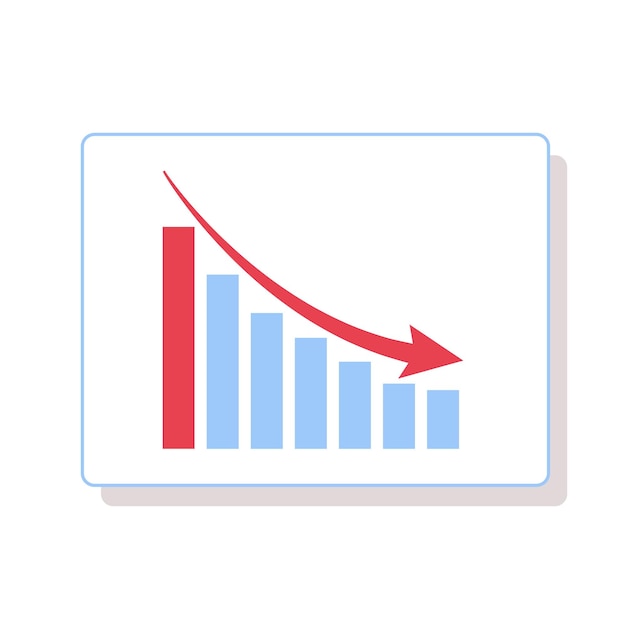 Decline chart with red arrow on white background