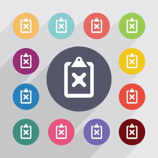 Decline, flat icons set. round colourful buttons. vector