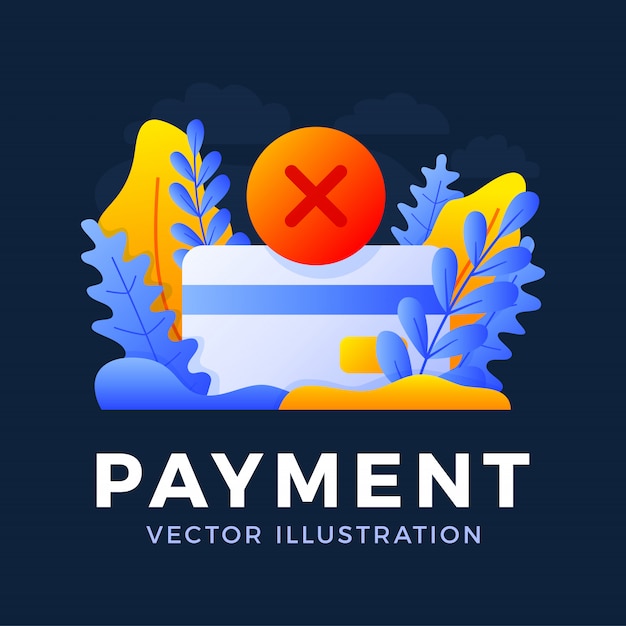 Declined payment Credit card vector  illustration isolated . Concept of unsuccessful bank payment transaction. The back side of the card with the cancellation mark is a cross.