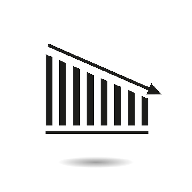 Illustrazione vettoriale dell'icona del grafico in calo grafico in diminuzione su sfondo isolato concetto di segno aziendale