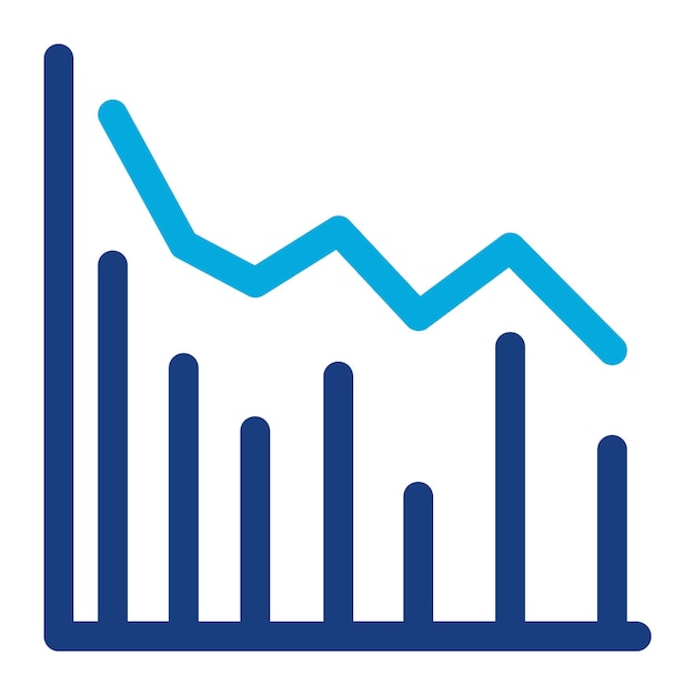 Declining Line Graph Duotone Illustration