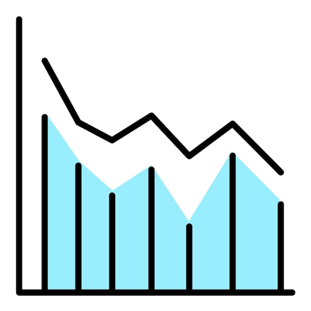 Declining line graph flat illustration