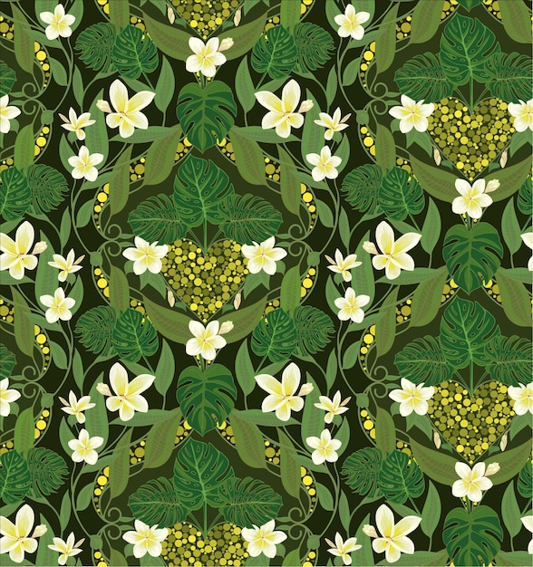 Deco seamless pattern with frangipani