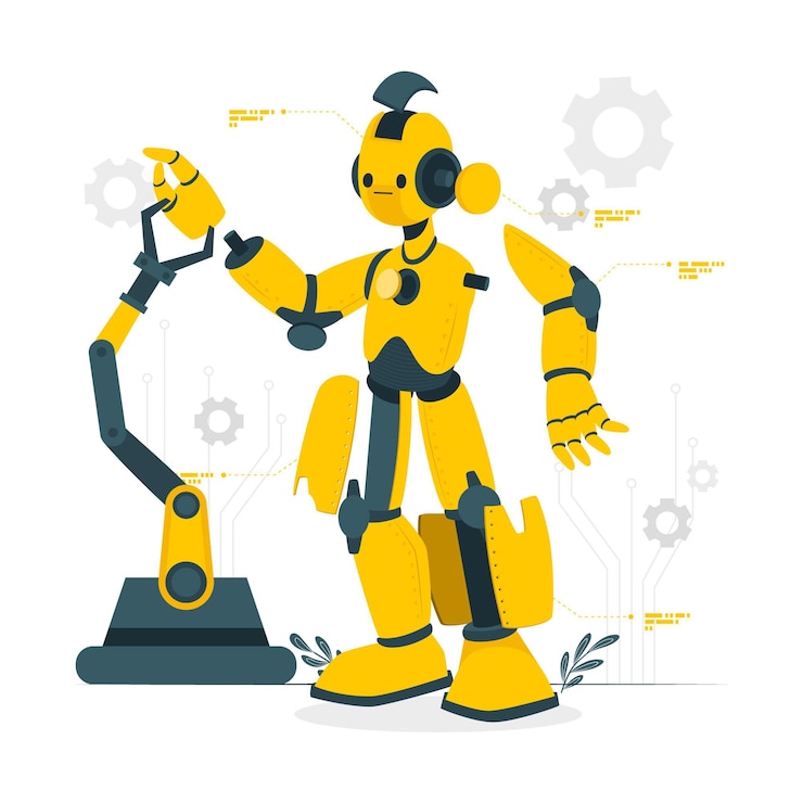 Vector deconstructed robot concept illustration