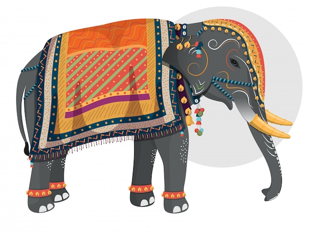 Vettore personaggio decorato di elefante