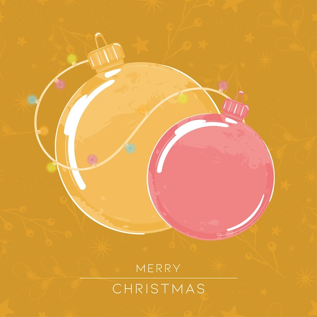 Decorated christmas balls Merry christmas card Vector