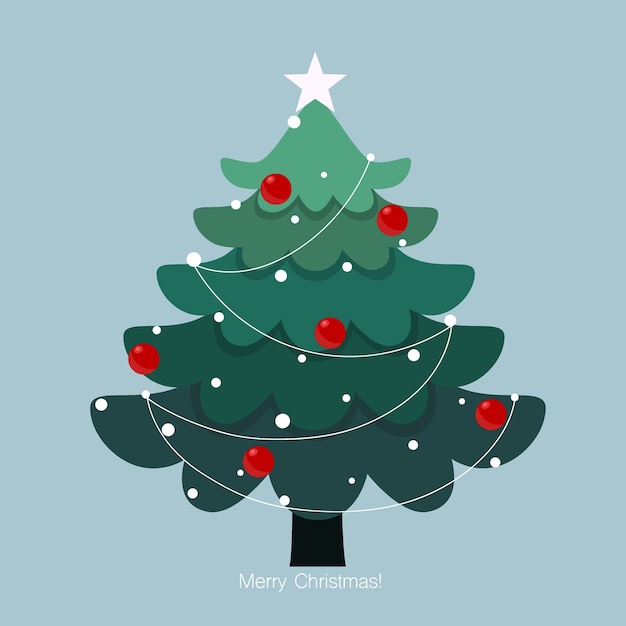 Albero di natale decorato. sfondo vacanza. buon natale e felice anno nuovo. illustrazione.