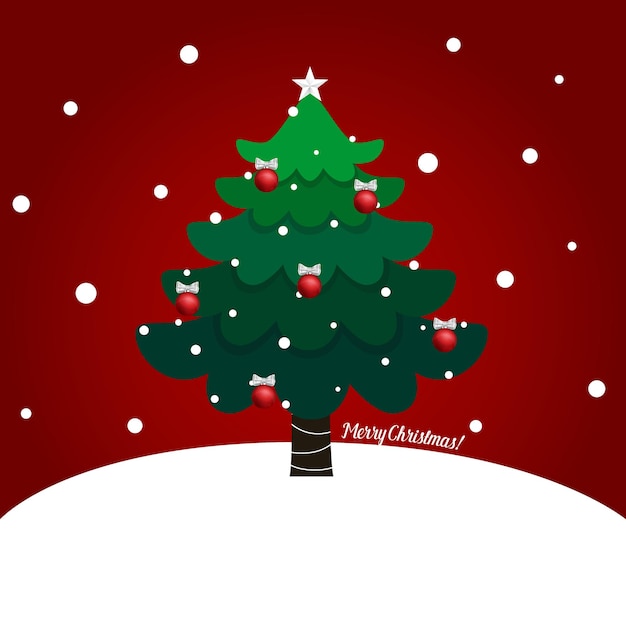 Decorated Christmas tree Merry Christmas and Happy New Year background Vector illustration