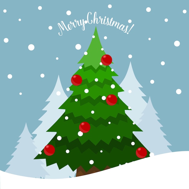 Decorated Christmas tree Merry Christmas and Happy New Year background Vector illustration