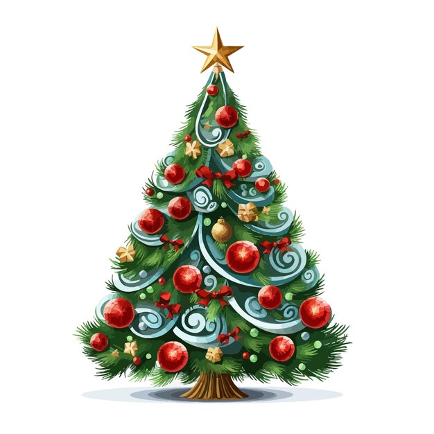 Vector decorated_christmas_tree_vector_illustrated