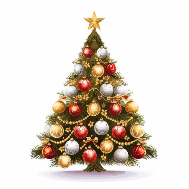 Vector decorated_christmas_tree_vector_illustrated