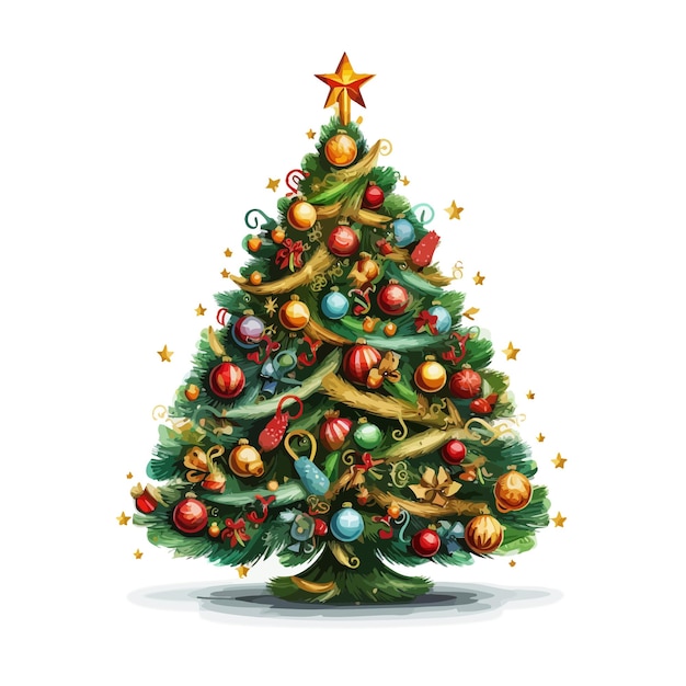 Vector decorated_christmas_tree_vector_illustrated