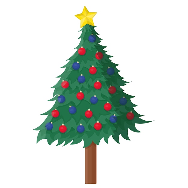 Illustrazione vettoriale di albero di natale decorato