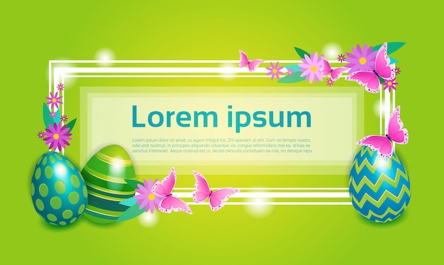 Decorated Colorful Eggs Easter frame template