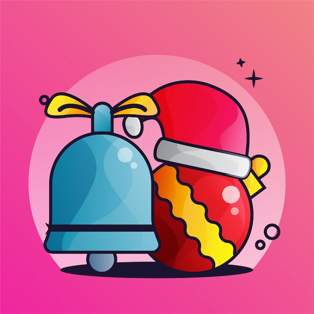 Decoratie christmas bell lamp en hoed illustratie