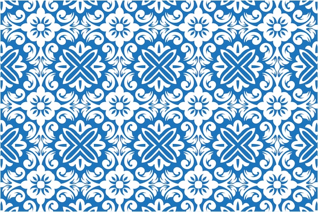 Decoratief blauw en wit patroon met ornament